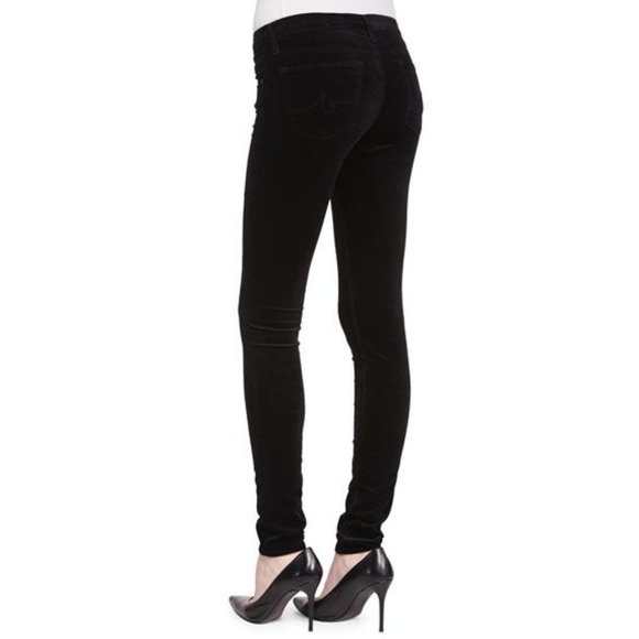AG Adriano Goldschmied Womens 31R Black Velvet The Legging Super Skinny Jeans - Picture 11 of 11